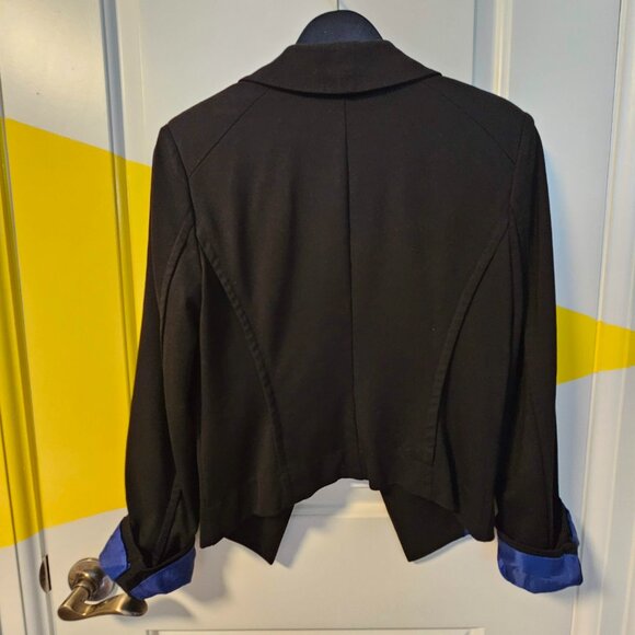 Classic Black Blazer with Blue Cuffs - Picture 6 of 12